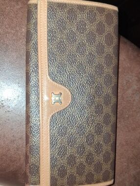 Celine Brown Monogram Continental Wallet with Tan Trim